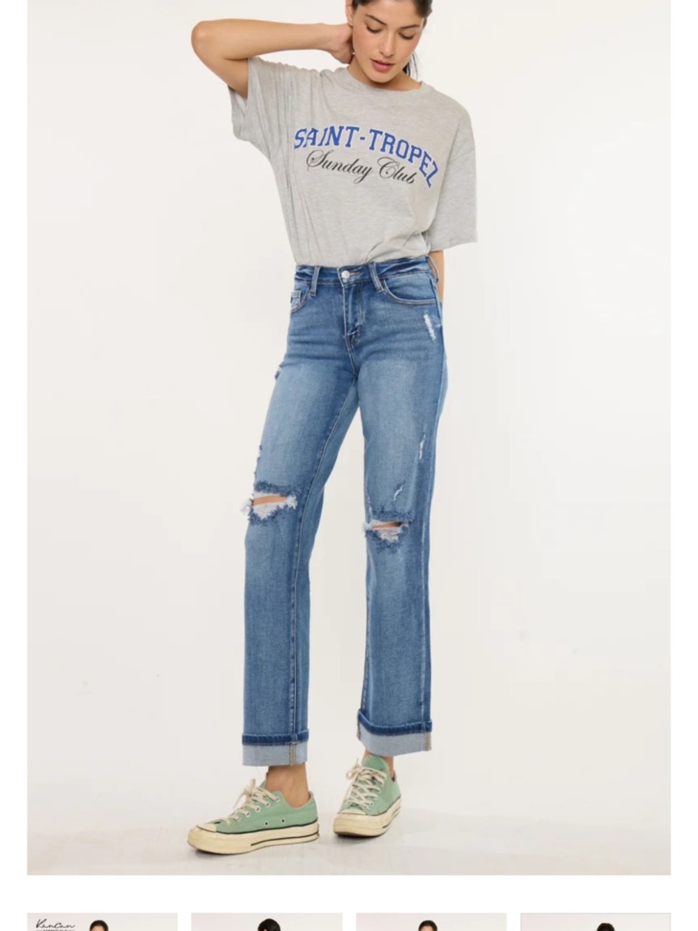 KanCan Mid-Wash Distressed Straight Leg Jeans -SIZE 11